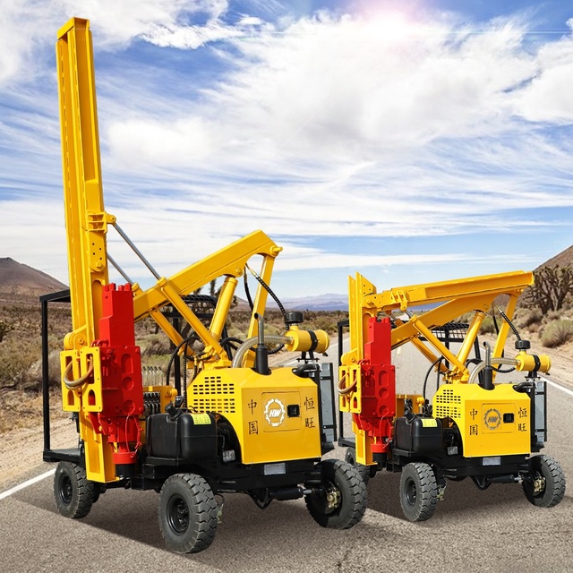 Mobile Small Mini Hydraulic Concrete Piling Guardrail Fence Post Pile Press Driver Driving Machine