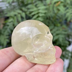 Venta al por Mayor de Calaveras de Cristal de Citrino Natural Bohemio de Alta Calidad, Talladas a Mano, para Decoración del Hogar y Halloween, 4-5cm - Product Image 2