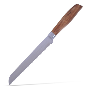 Couteau à pain en acier inoxydable à haute teneur en carbone, couteau de cuisine dentelé pour couper le pain, les gâteaux et les pâtisseries, avec manche en bois de rose - Product Image 1