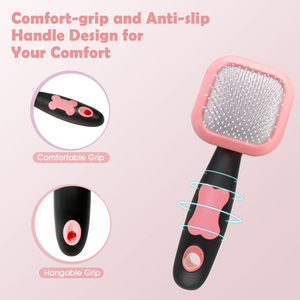 แปรงขนสัตว์เลี้ยงสีชมพูสวยงามสำหรับแมวและสุนัข - Product Image 2
