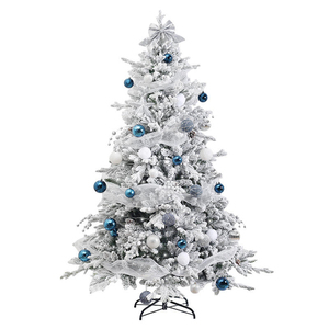 Décoration de Noël : Ensemble d'arbre de Noël en peluche blanche PE simulé et orné, idéal pour centres commerciaux et fêtes - Product Image 6