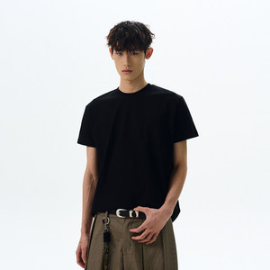 Camiseta de Manga Corta <span class=keywords><strong>PUEE</strong></span> de Algodón, Tejido Fresco y Duradero, Corte Recto, Color Sólido, para Hombre y Mujer - Product Image 3