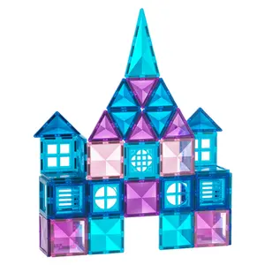 Wholesale Ice Snow World Theme 102pcs Steam Learning Toy Magnetic Tiles Construction Magnetic Blocks With Window and Doll