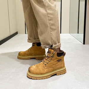 Bottes à lacets marron foncé style couple <span class=keywords><strong>pour</strong></span> femmes de <span class=keywords><strong>petite</strong></span> <span class=keywords><strong>taille</strong></span> avec semelles épaisses <span class=keywords><strong>pour</strong></span> rehausser la silhouette, idéales <span class=keywords><strong>pour</strong></span> l'automne, la <span class=keywords><strong>moto</strong></span> et les tenues de travail en extérieur - Product Image 5