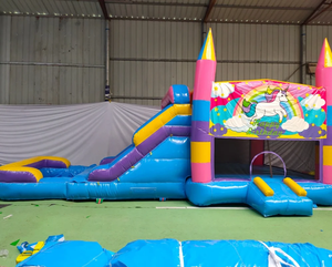 Castillo Inflable Comercial para Niños <span class=keywords><strong>con</strong></span> Tobogán, Parque Infantil, Castillo Inflable <span class=keywords><strong>con</strong></span> Tobogán y <span class=keywords><strong>Piscina</strong></span> Combinados <span class=keywords><strong>con</strong></span> Diseño de Unicornio Arcoíris - Product Image 6