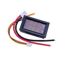 Voltmètre numérique DC 0-100V 10A, ampèremètre à double affichage, détecteur de tension, compteur de courant, jauge de tension 0.28 ", LED rouge bleu