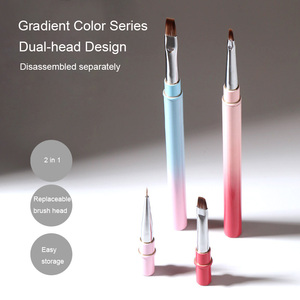 Pinceau à ongles double face en nylon, pointe plate, ronde, ovale, carrée, pour gel liner et détails, détachable, double embout - Product Image 1