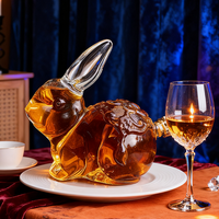 Fournisseur d'usine, carafe en verre artisanale en forme de lapin de 1200 ml pour le vin et le whisky