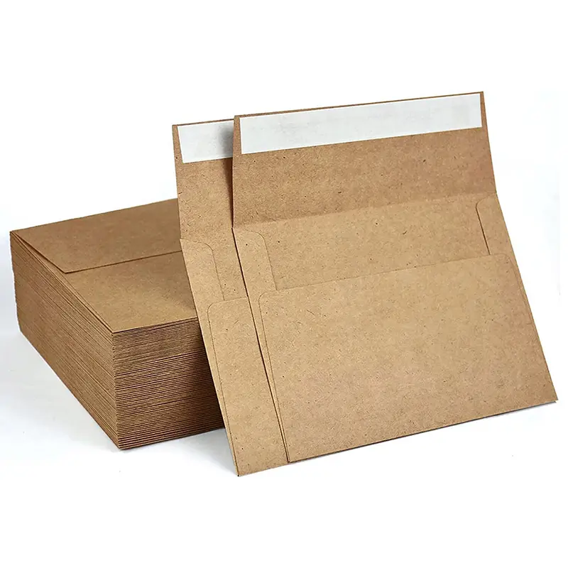 Enveloppes brunes A7 imprimables enveloppe en papier Kraft auto-scellante pour cartes 5x7 Invitations de mariage postales
