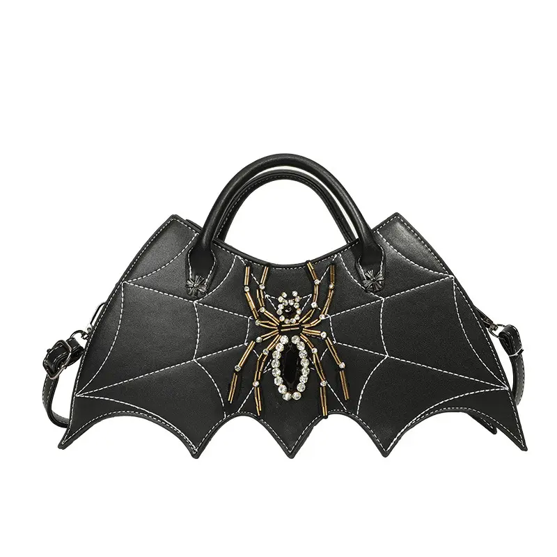 Halloween Bat Wing Bling Spider Handtassen Pu Lederen Schouder Crossbody Portemonnee Voor Vrouwen