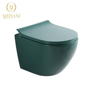 MEIYANI Rimless Flushing Bathroom <strong>Toilet</strong> One-time Glaze One-time Firing Matte <strong>Blue</strong> Color Wall-hung <strong>Toilet</strong> - Product Image 6