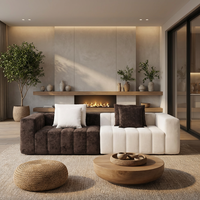 Herstellerprodukt: Blaues, Braunes und Weißes Schaumstoff-Vakuum-Modulares Tufted Komprimiertes Sektionalsofa, Knochenloses Cordsofa, Schlafsofa für Villen