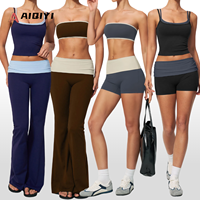 Ensemble de yoga 4 pièces pour femme 2570 : shorts taille haute, anti-transpiration, effet ventre plat et rehausseur de fessiers pour l'entraînement et le fitness