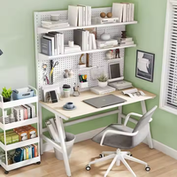 Bureau compact avec rangement en panneau perforé, organisateur personnalisable pour le bureau à domicile et la salle d'étude