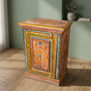 Indian Painted <b>Cabinet</b> Shiva Creations Handmade Wooden <b>Cabinet</b> Traditional Painted Living Room Furniture Antique Style Single Do - Product Image 1