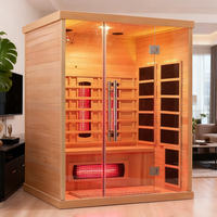 Sauna infrarouge lointain en bois moderne avec panneau de commande informatisé et chauffage pour les pieds pour villa