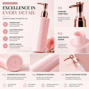 ขวดปั๊มสบู่เหลวพลาสติกแบบเติมได้ สีชมพู ดีไซน์สวยใหม่ ขนาด 250 มล. 350 มล. พร้อมฉลากกันน้ำ - Product Image 4