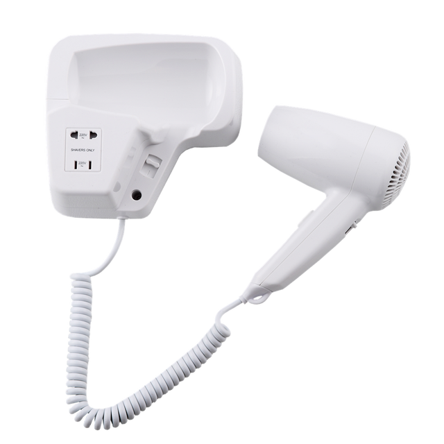 Hotel Bathroom Wall-Mounted Hair Dryer 1200W AC Motor Plastic Construction Electric