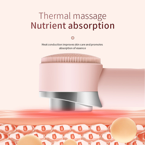 แปรงซิลิโคนสำหรับผิวหน้าแบบพกพาขนาดเล็กพร้อม 42 ชิ้น ℃   การนวดด้วยความร้อน 5 ระดับ พร้อมระบบสั่นสะเทือนแบบโซนิค สำหรับการเดินทาง - Product Image 3