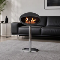 Cheminée bioéthanol autoportante en métal au design moderne avec fonctions de chauffage décoratives pour villa/hôtel/appartement, utilisation intérieure