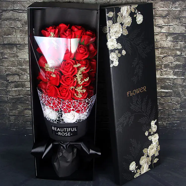 Saint Valentine's Day 33pcs Handmade Long Lasting Eternal Soap Flower Custom Gift Box Wedding Decoration Gift Rose Box