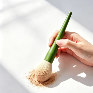 Ensemble de 11 pinceaux de maquillage verts, poils en nylon, manche en bois, design dispersé pour le blush des joues, pinceaux cosmétiques pour le visage avec sac - Product Image 6