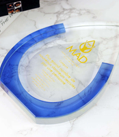 Médaille de trophée en cristal créative classique impression de découpe finition polie conception de goutte d'eau personnalisée pour le leadership des employés