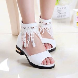 Moda Ruizi verano cómodo Zip punta abierta niños plano suave Pu cuero borla niños bebé niña Sandalias - Product Image 6