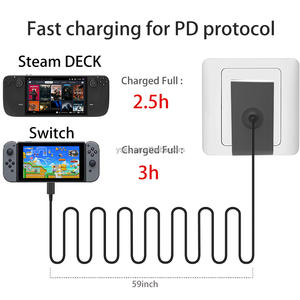 HYC-SD456 US UK EU prise adaptateur secteur 45W chargeur d'alimentation PD Compatible pour Nintendo Switch Console de jeu <span class=keywords><strong>Steam</strong></span> Deck - Product Image 4