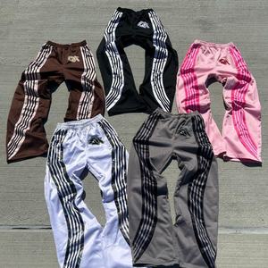 Pantalon cargo pour homme à logo personnalisé, style streetwear, rayé, coupe droite, 100% coton molletonné, épais, respirant, imperméable, taille mi-haute - Product Image 1