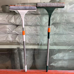 Balai de nettoyage télescopique pour vitres en hauteur avec raclette en acier inoxydable et silicone pour le nettoyage des fenêtres - Product Image 6