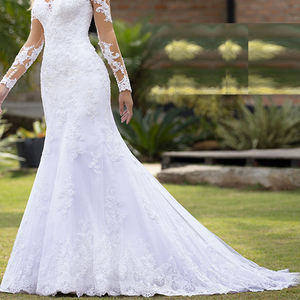 Hot Selling Wholesale 2023 Women <b>White</b> <b>Lace</b> Wedding Dress Bridal Gowns Elegant Wedding Dresses for Women 2022 - Product Image 2