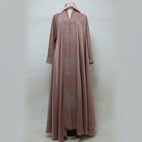 Abaya longue pour adultes, style turc uni, anti-statique, respirante, extensible dans quatre directions, légère, col en V, manches longues, coupe parapluie
