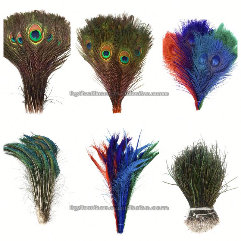 Отбеленные окрашенные недорогие натуральные перья павлина 10-50 дюймов, перья павлина, натуральные перья