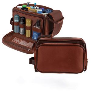 Bolsa de aseo de viaje de poliéster de fábrica BSCI, neceser, cosida a mano con poliéster PU premium y cremalleras, a prueba de fugas, (11"x7"x7") - Product Image 1