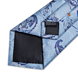 Corbatas de Seda con Estampado Paisley <span class=keywords><strong>Azul</strong></span> Claro para Hombre, Pañuelo, Gemelos, Accesorios Casuales para Boda, Juego de <span class=keywords><strong>Corbata</strong></span>, Regalo - Product Image 6