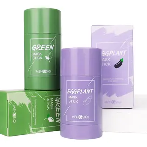 Green Tea Mask Oil Control Solid Smear Pore Deep Cleaning Face Mask Eggplant Purifying Acne Cleansing Green Tea Mud Mask Stick