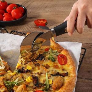 Kitchen Pizza Kit Gadgets Stainless Steel Pizza Cutter <b>Knife</b> Shovel Round Shape Wheels Cutters Cake <b>Bread</b> Pie Cutting - Product Image 6