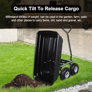 Chariot de jardin pliable robuste en polyéthylène 4x4x20 po, capacité de 7,0 pi³ (650 lb), pneus pneumatiques pour le transport de paillis, terre et bois de chauffage ODGGAR027 - Product Image 3