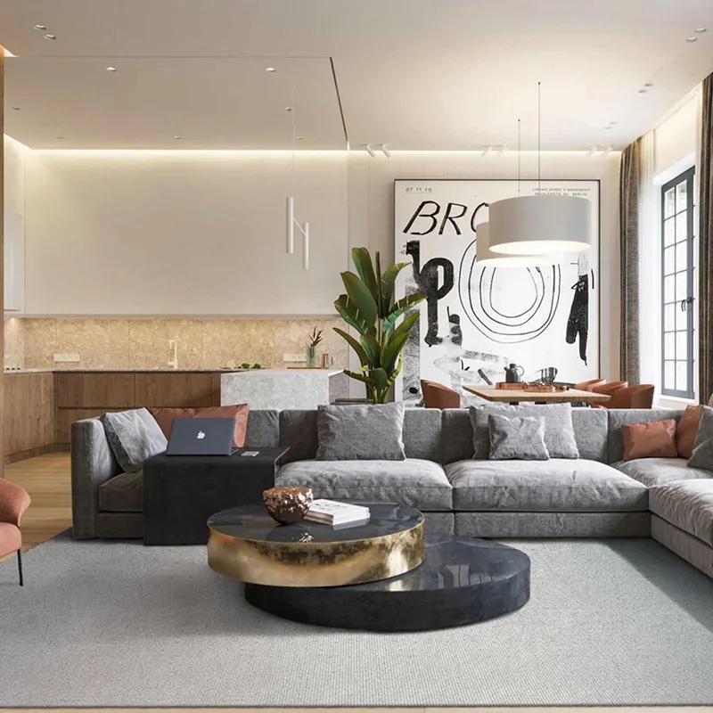 HENGJIU Tapete moderno ecológico para sala de estar, tapete luxuoso grande para sala de estar