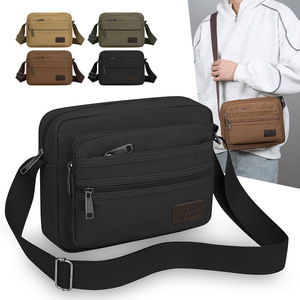 Men's Canvas Crossbody Bag Large Capacity Durable Shoulder Bag For Business Commuting - Product Image 1