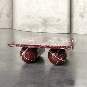 Sang trọng Rosso levanto Bàn cà phê bằng đá cẩm thạch màu đỏ với bề mặt được đánh bóng cho phòng khách thanh lịch và khách sạn Boutique - Product Image 3