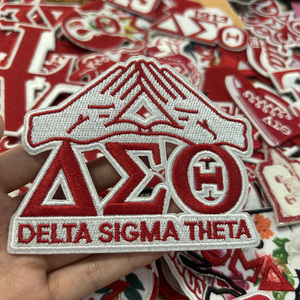 DELTA Conjunto bordado Parche Redz 1913 Delta Girl Texas State J13 Delta <span class=keywords><strong>Sigma</strong></span> Theta Símbolo de hermandad Parche de sarga de hierro Color rojo - Product Image 3