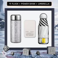Coffret Cadeau d'Affaires de Luxe en Acier Inoxydable : Flasque, Batterie Externe, Parapluie - Cadeaux Promotionnels Personnalisables pour Événements d'Entreprise et Fêtes