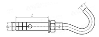 Ancrage de protection robuste en acier au carbone galvanisé, type crochet/œil, grade 4.8/6.8/8.8, 3 ou 4 pièces, boulon d'expansion
