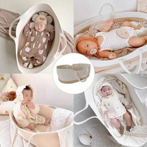 Keranjang Bayi Moses dari Tali Katun, Keranjang Moses Bayi Baru Lahir yang Portabel, Tempat Tidur Bayi dari Tali Katun - Product Image 6