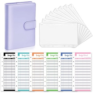 Joytop Custom Makaron Color A6 Pu Leather 6 Rings Budget System Binder Planner With Cash Envelopes