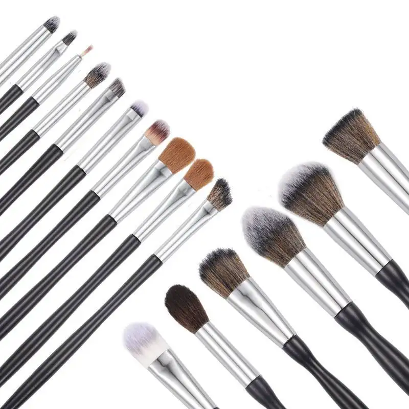 16 pcs private label maquillaje por mayor pinceaux maquillage professionnel luxury black custom makeup brushes set for make up