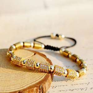 Bracelets de charme ajustables en macramé hexagonal transparent en zircon de luxe 3 couleurs pour hommes et femmes - Product Image 6