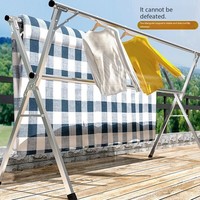 Séchoir à linge télescopique à double poteau pliable en acier inoxydable pour balcon, pour usage intérieur/extérieur, vente en gros
